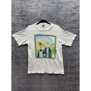 Vintage 90's Looney Tunes American Gothic Parody T Shirt‎ White Mens Size M